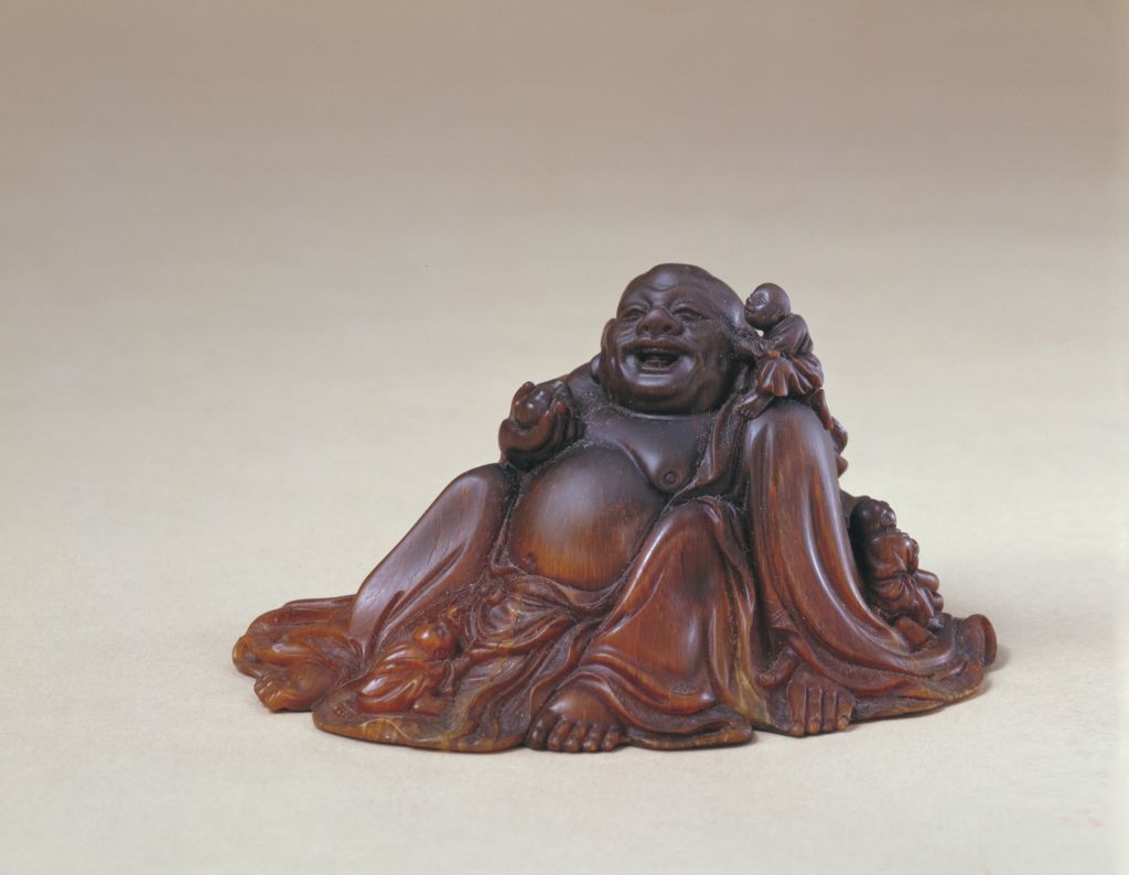 图片[1]-Rhinoceros horn carved cloth bag monk-China Archive